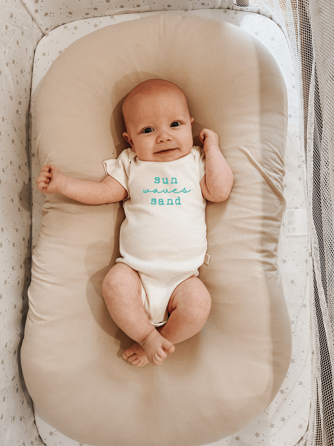 Sun Waves Sand Seafoam Organic Cotton Short Sleeve Baby Bodysuit